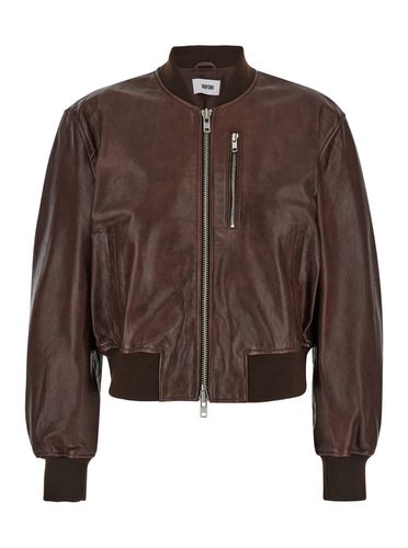 Bomber Jacket With Zip Closure In Leather Woman - Mauro Grifoni - Modalova