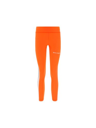 Orange Leggings With Contrast Logo And Side Bands - Palm Angels - Modalova