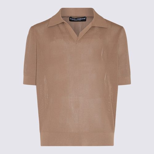 Camel Cotton Polo Shirt - Dolce & Gabbana - Modalova