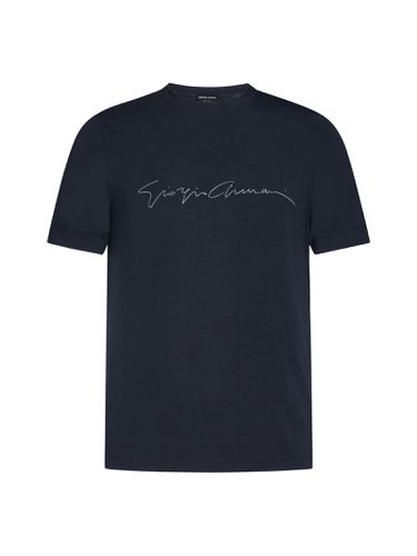 Logo Print Crewneck T-shirt - Giorgio Armani - Modalova