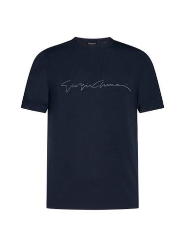 Logo Print Crewneck T-shirt - Giorgio Armani - Modalova