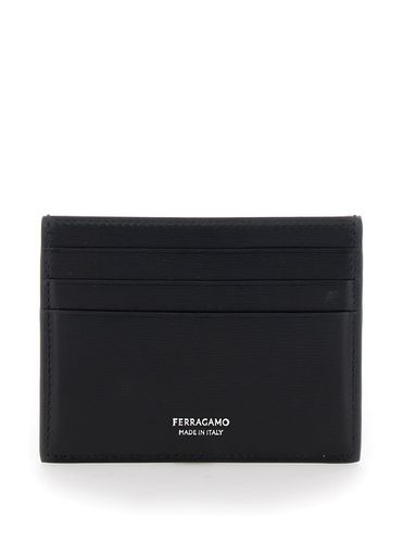 Florence Card Holder With Logo Lettering On The Front In Grained Leather Man - Ferragamo - Modalova