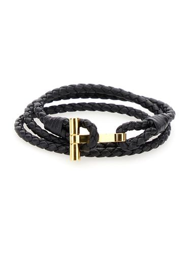 Bracelet With T Detail In Braided Leather Man - Tom Ford - Modalova