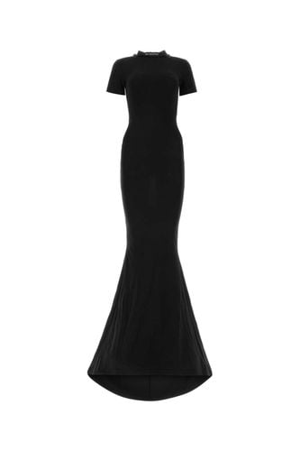 Black Stretch Cotton Long Dress - Balenciaga - Modalova