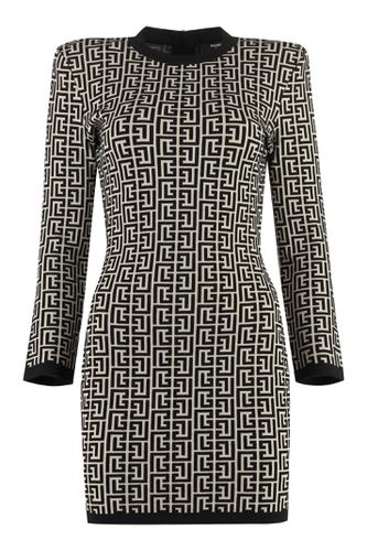 Geometric Jacquard Wool Dress - Balmain - Modalova
