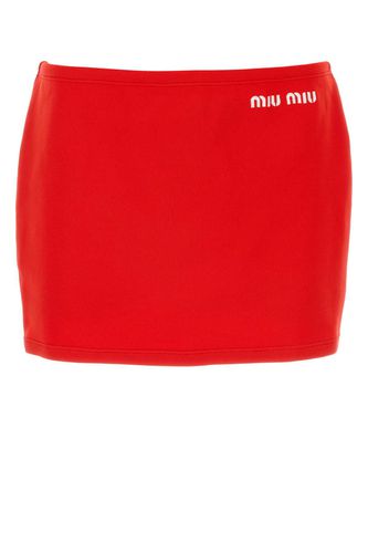 Red Stretch Nylon Mini Skirt - Miu Miu - Modalova