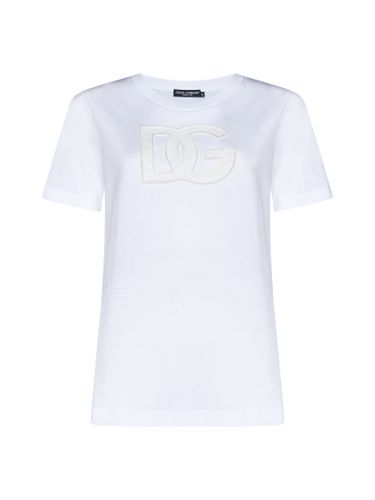 T-shirt With Logo Patch - Dolce & Gabbana - Modalova