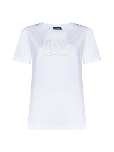 T-shirt With Logo Patch - Dolce & Gabbana - Modalova
