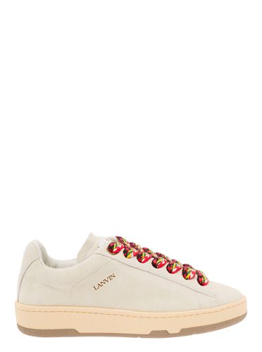 Lite Curb Low Top Sneakers With Oversized Multicolor Laces In Leather Woman - Lanvin - Modalova
