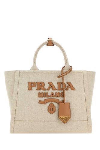 Prada Sand Canvas Shopping Bag - Prada - Modalova