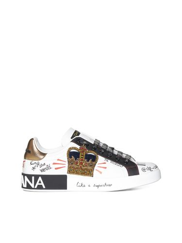 Portofino Sneakers With Patch And Embroidery - Dolce & Gabbana - Modalova