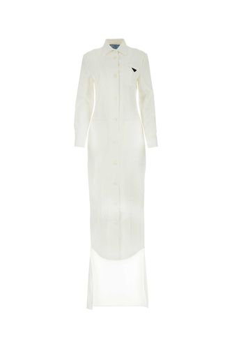 Prada White Gabardine Shirt Dress - Prada - Modalova