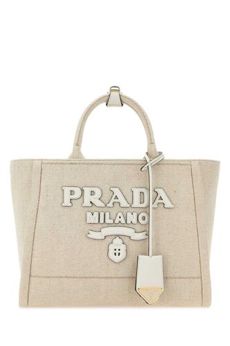 Prada Sand Canvas Shopping Bag - Prada - Modalova