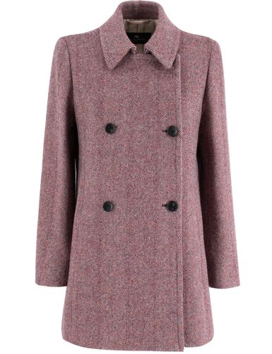 Double-breasted Wool-blend Tweed Coat - Etro - Modalova