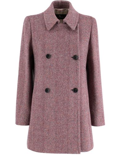 Etro Red Wool Blend Coat - Etro - Modalova