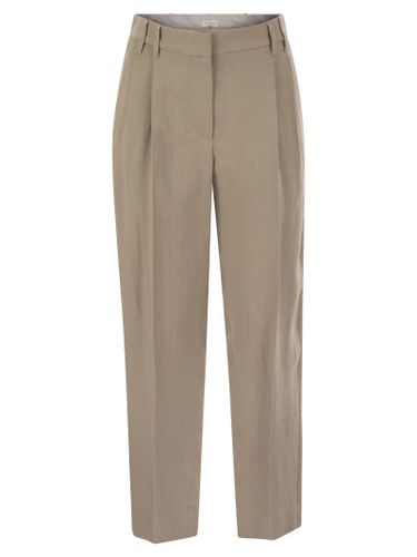 Slouchy Trousers In Viscose And Linen Fluid Twill With Moniline - Brunello Cucinelli - Modalova