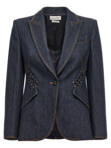 Single-breasted Denim Blazer - Alexander McQueen - Modalova