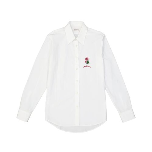 Flower Embroidered Cotton Shirt - Alexander McQueen - Modalova