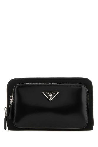 Black Leather And Re-nylon Belt Bag - Prada - Modalova