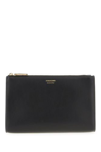 Ferragamo Black Leather Clutch - Ferragamo - Modalova