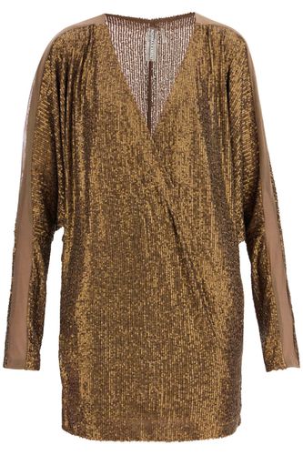 Mini Wrap Dress With V-neck Long Sleeves Shimmering Cocktail - Norma Kamali - Modalova