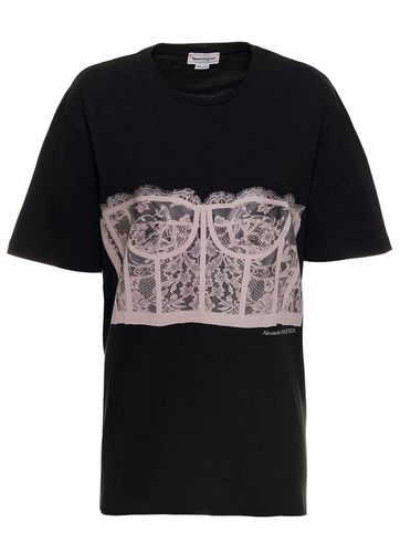 Womans Cotton T-shirt With Corset Print - Alexander McQueen - Modalova