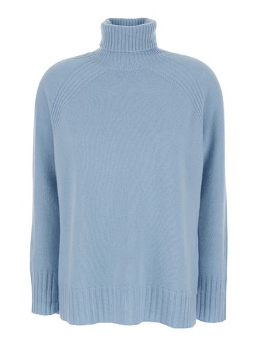 Light Blue High Neck Swearer In Ribbed Knit Woman - TwinSet - Modalova