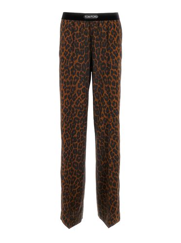 Leopard Print Straight Trousers In Silk Blend Woman - Tom Ford - Modalova