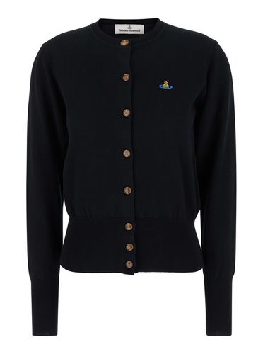 Bea Cardigan With Orb Embroidery And Branded Button In Cotton And Cashmere Woman - Vivienne Westwood - Modalova