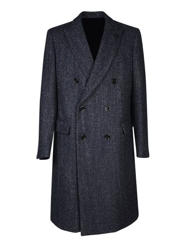 Grey/ Herringbone Double-breasted Coat - Lardini - Modalova