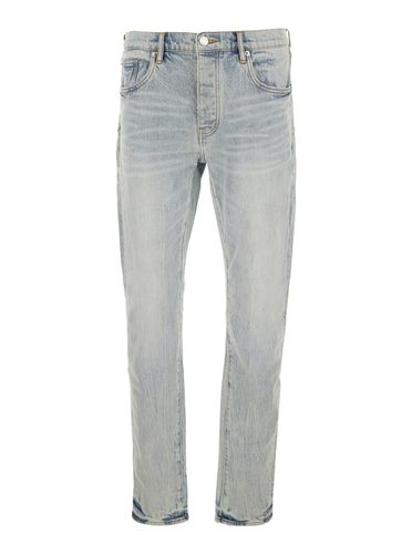 Light Blue Jeans With Belt Loops And Logo Patch On The Rear In Denim Man - Purple Brand - Modalova