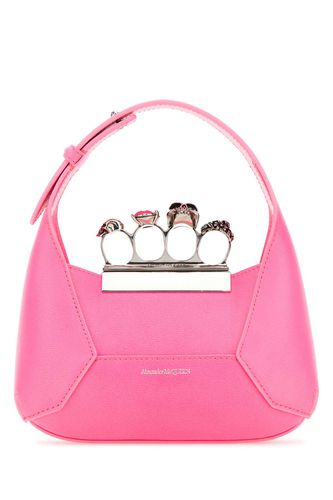 Fluo Pink Leather Mini Jewelled Hobo Handbag - Alexander McQueen - Modalova