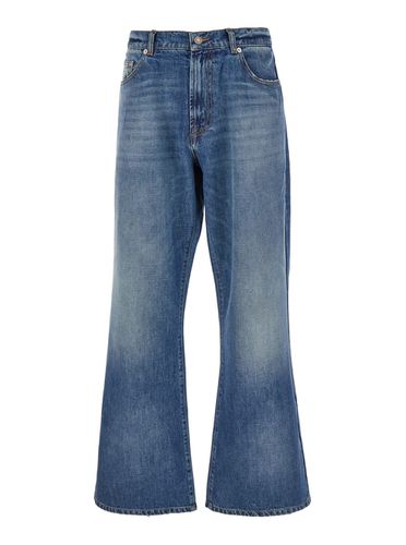 Flared Jeans With Logo Patch On The Rear In Denim Man - ERL - Modalova