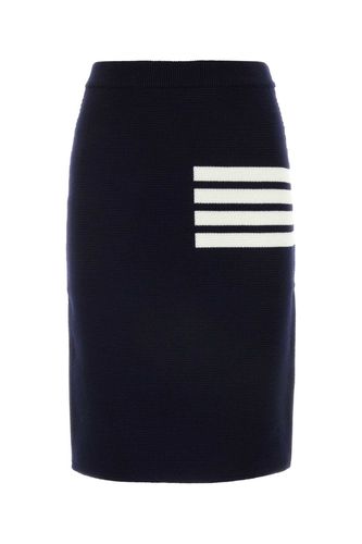 Navy Blue Wool Blend Skirt - Thom Browne - Modalova