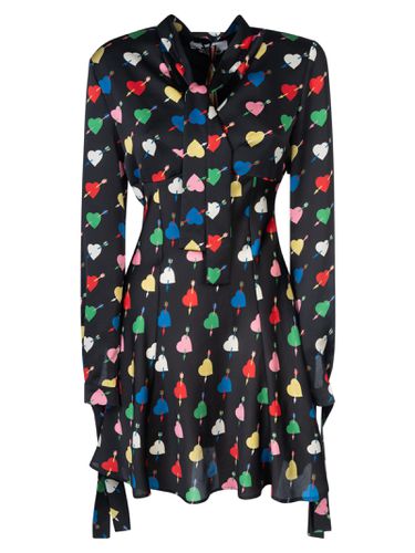 Mini Dress With arrowed Heart Print Motif - MSGM - Modalova