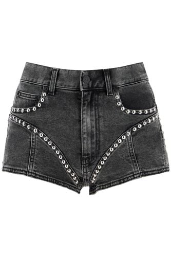 Denim Shorts With Studs And Embell - Mugler - Modalova