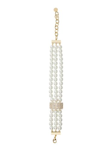 Susy Metal-colored Necklace With All-over Glass Pearls And Adjustable Clasp In Brass Woman - Silvia Gnecchi - Modalova