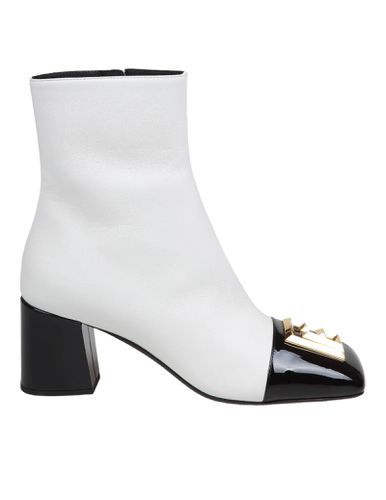 Edna Ankle Boot In Black And White Leather - Balmain - Modalova