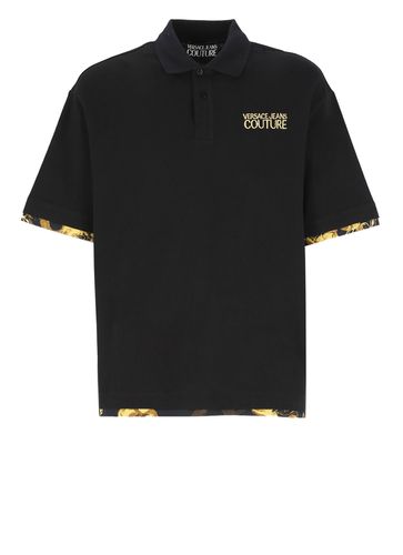 Polo Shirt With Baroque Details - Versace Jeans Couture - Modalova