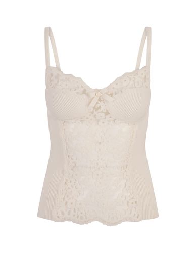 Ribbed Top With Floral Lace - Ermanno Scervino - Modalova