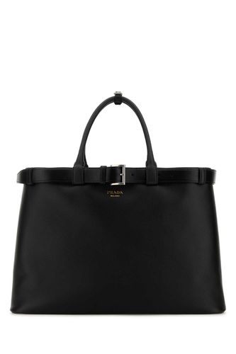 Black Leather Large Buckle Handbag - Prada - Modalova