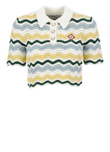 Boucle Crochet Cropped Polo Shirt - Casablanca - Modalova