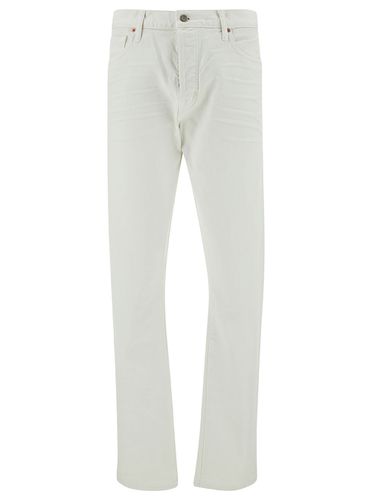 Slim Five-pocket Style Jeans With Branded Button In Stretch Cotton Denim Man - Tom Ford - Modalova
