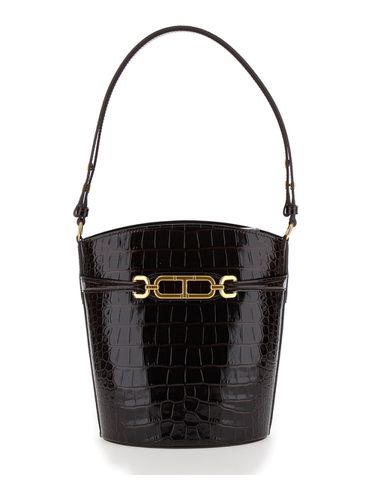 Handbag With T Logo Detail In Croco Printed Leather Woman - Tom Ford - Modalova