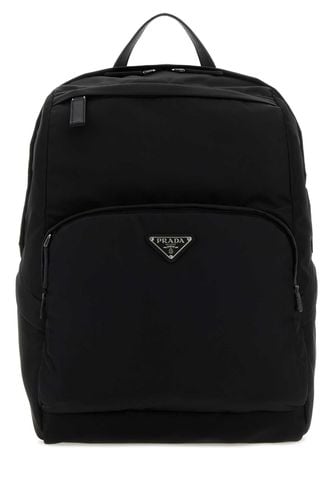 Black Re-nylon And Leather Backpack - Prada - Modalova