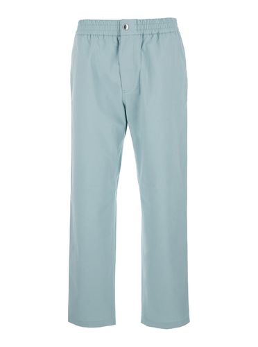 Light Blue Straight Pants In Cotton Man - Maison Kitsuné - Modalova