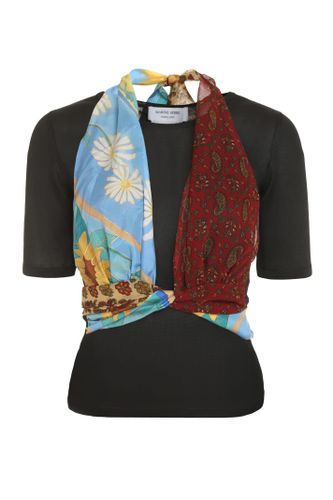 Silk Scarf Detail Knitted Top - Marine Serre - Modalova