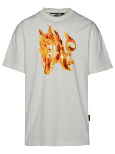 Burning Monogram Cotton T-shirt - Palm Angels - Modalova