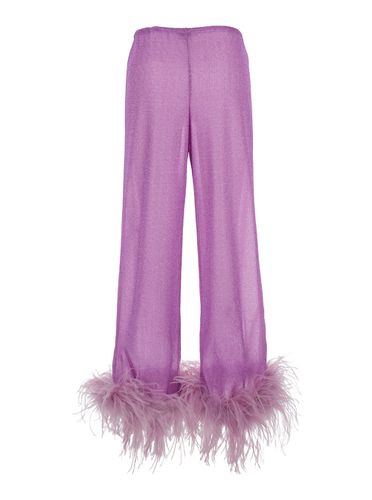 Lumière Plumage Pants With Feathers And Drawstring In Polyamide Blend Woman - Oseree - Modalova