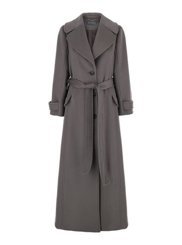 Double-breasted Long Coat With Notched Wide Revers In Wool Blend Woman - Alberta Ferretti - Modalova